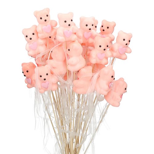 VALENTINES BEAR & HEART PICKS (PINK)
