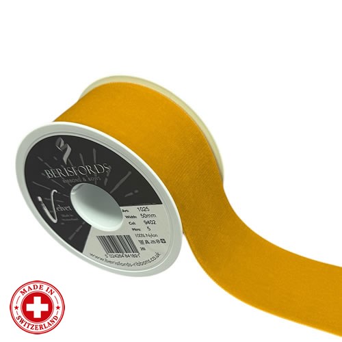 Velvet Ribbon - Gold (50mm x 5m)