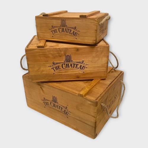 Vintage Fir Chateau Wooden Crates (set of 3)
