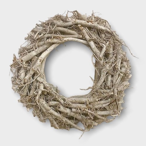 Whitewash Spider Root Wreath 40cm