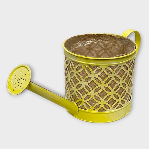 Watering Can Yellow with Hessian