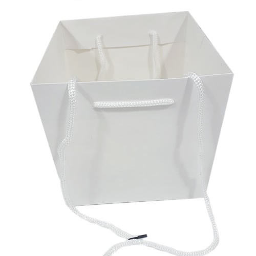 Hand Tied Gift Bag - White 17x17cm