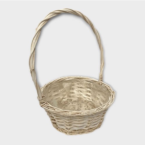 White Willow Basket with Handle 34cm