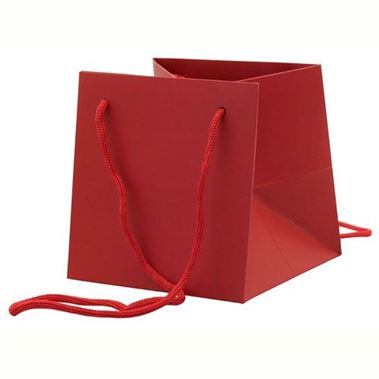 Hand Tied Gift Bag - Red 17x17cm