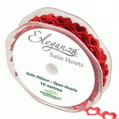Ribbon Satin Hearts - Red