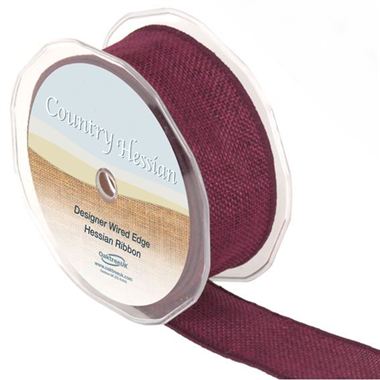 Ribbon Hessian Burgundy - 38mm