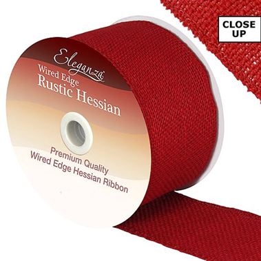 Ribbon Hessian Red - 70mm