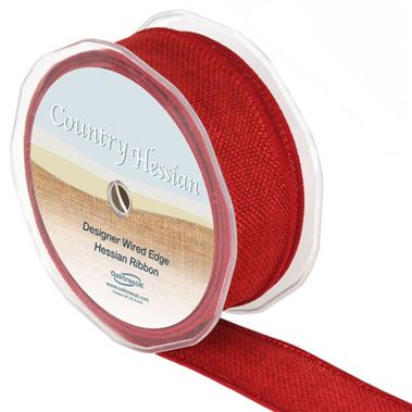 Ribbon Hessian Red - 38mm