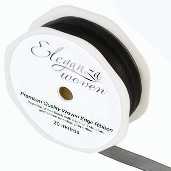 Ribbon Organza Black - 10mm Woven Edge