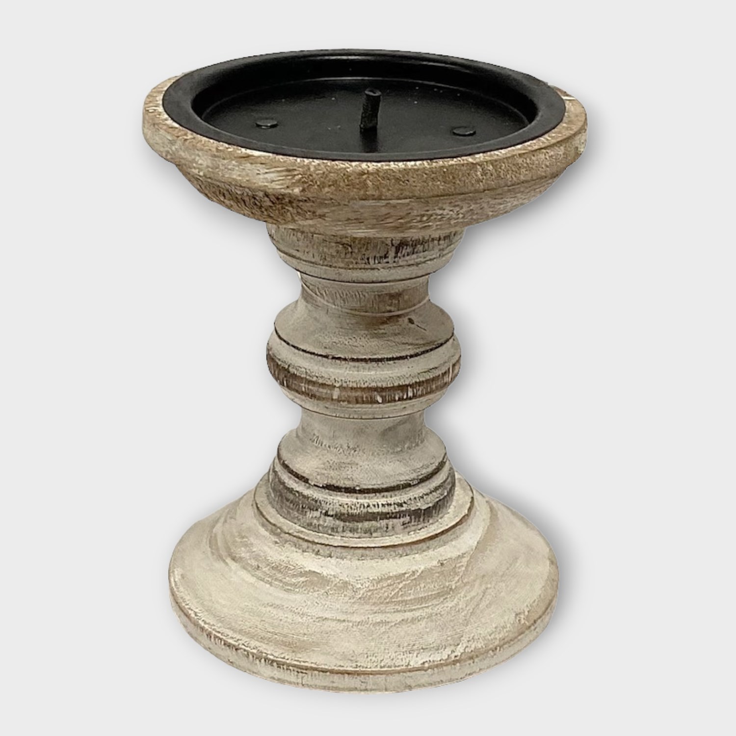 Candlestick Whitewashed Mango Wood 13cm Wholesale Florist Supplies UK