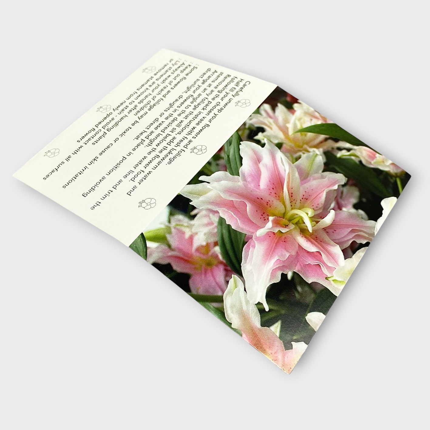Florists Folding Message Gift Cards Pink Lily Message Cards for