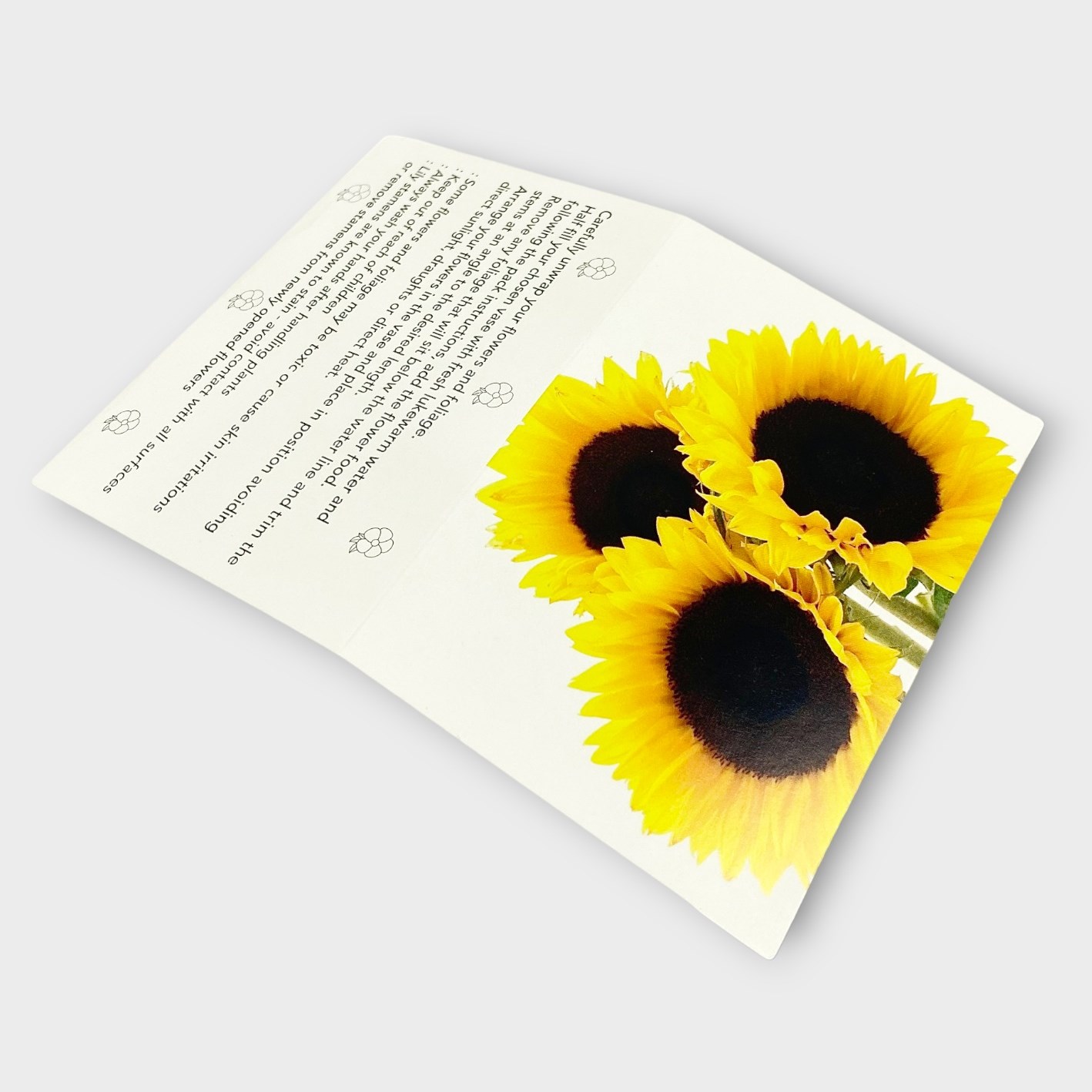 Florists Folding Message Gift Cards Sunflowers Message Cards for
