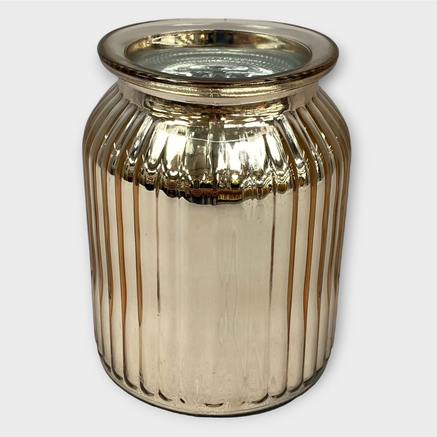 Glass Rose Ribbed Gold Jar 14.5cm Glassware Home Decor Wholesale