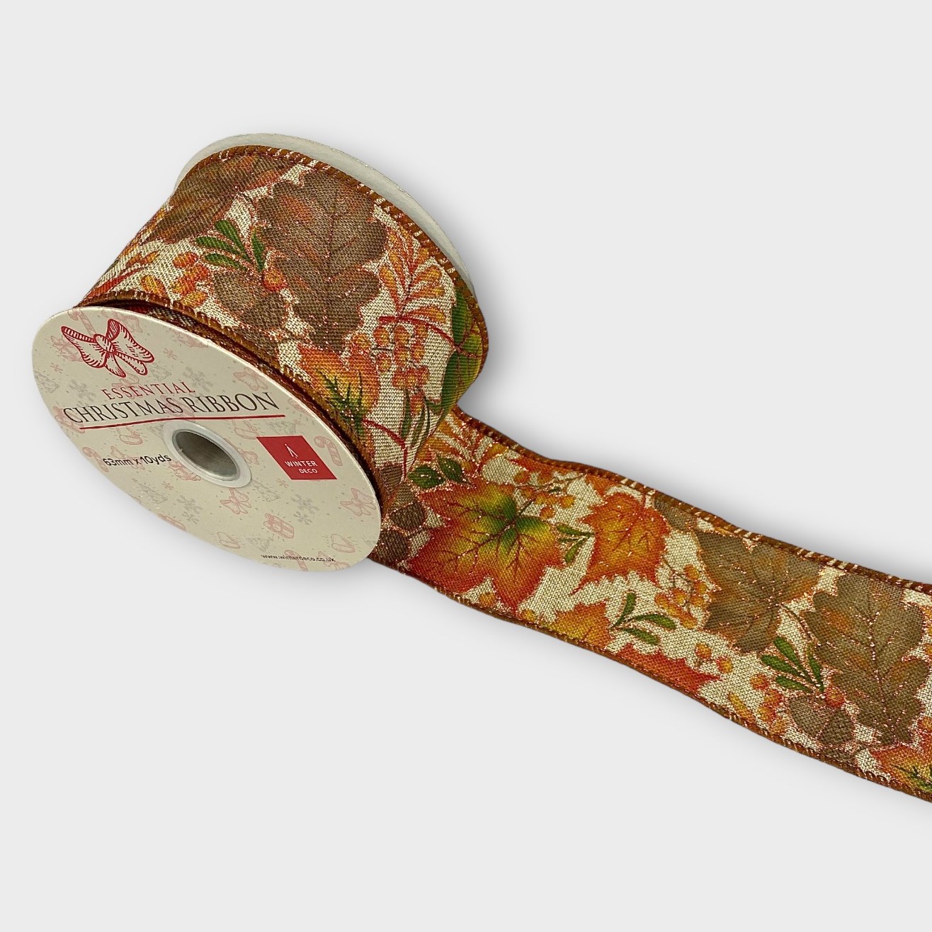 Floral Fall Ribbon Floristry Ribbon Autumn Leaf & Acorns 63mm | Wholesale Dutch Flowers UK