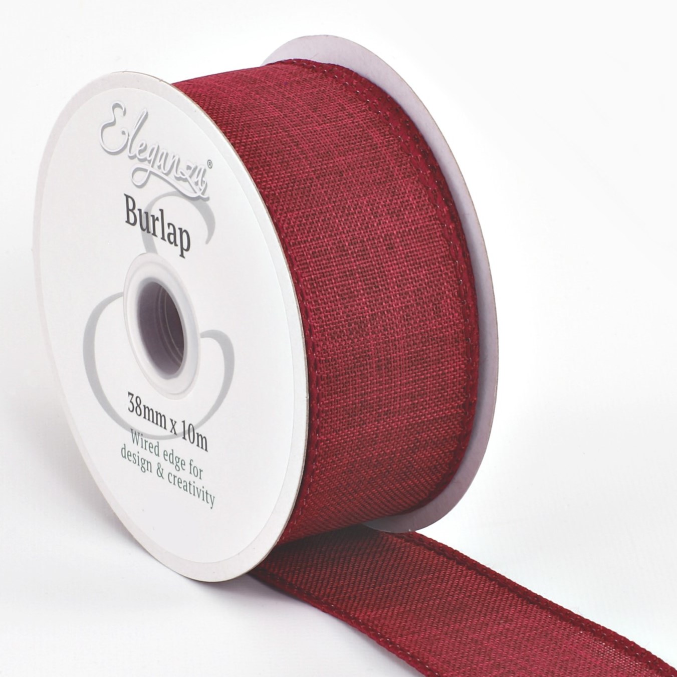 Burgundy Burlap Floristry Ribbon Wire Edge 38mm | Florist Supplies UK ...