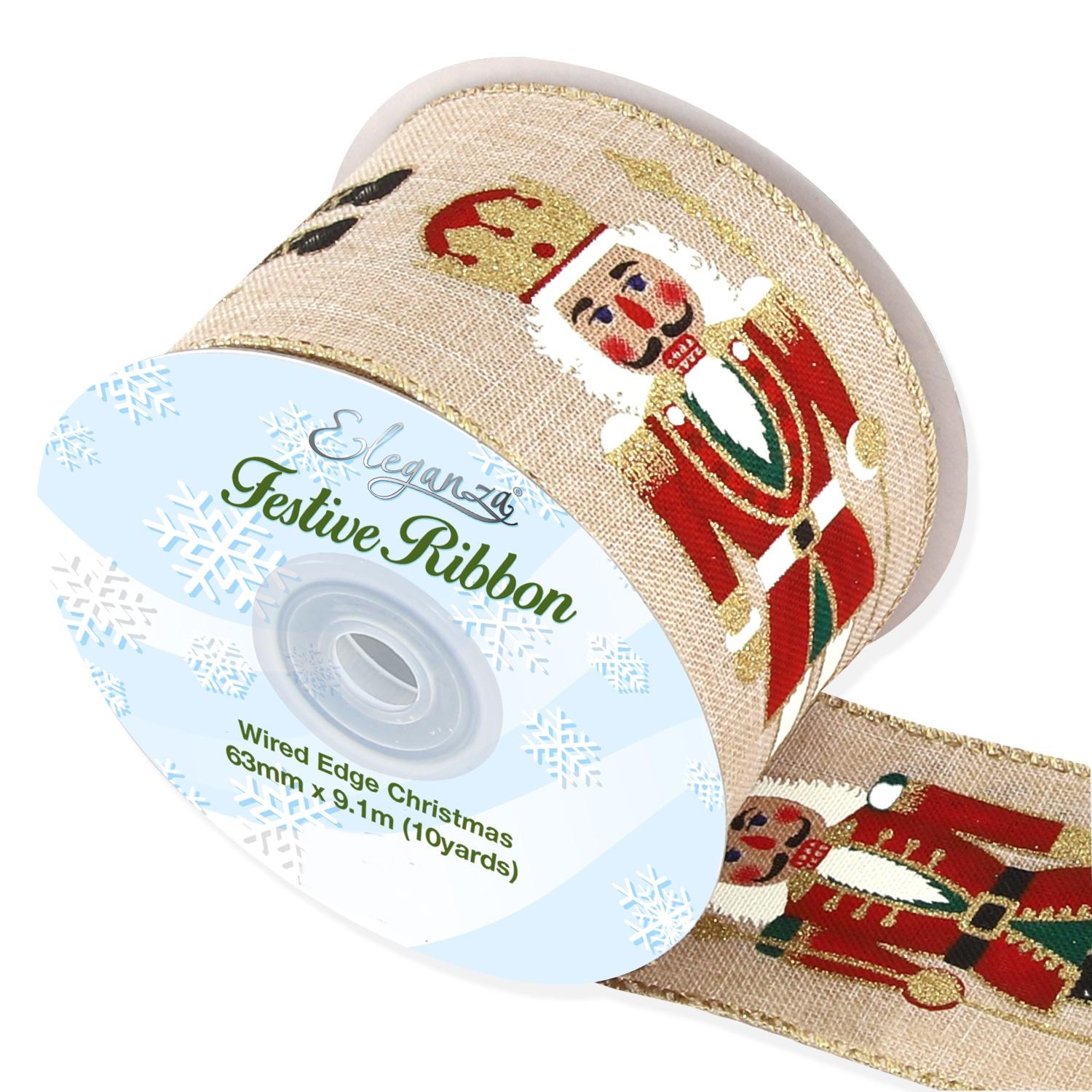 Spring Wired Ribbon – 63mm Wide – Woven Polyester With Flowers, Bees, Ladybirds – Mother's Day, Easter Craft – Oaktree Eleganza – Sold By Metre